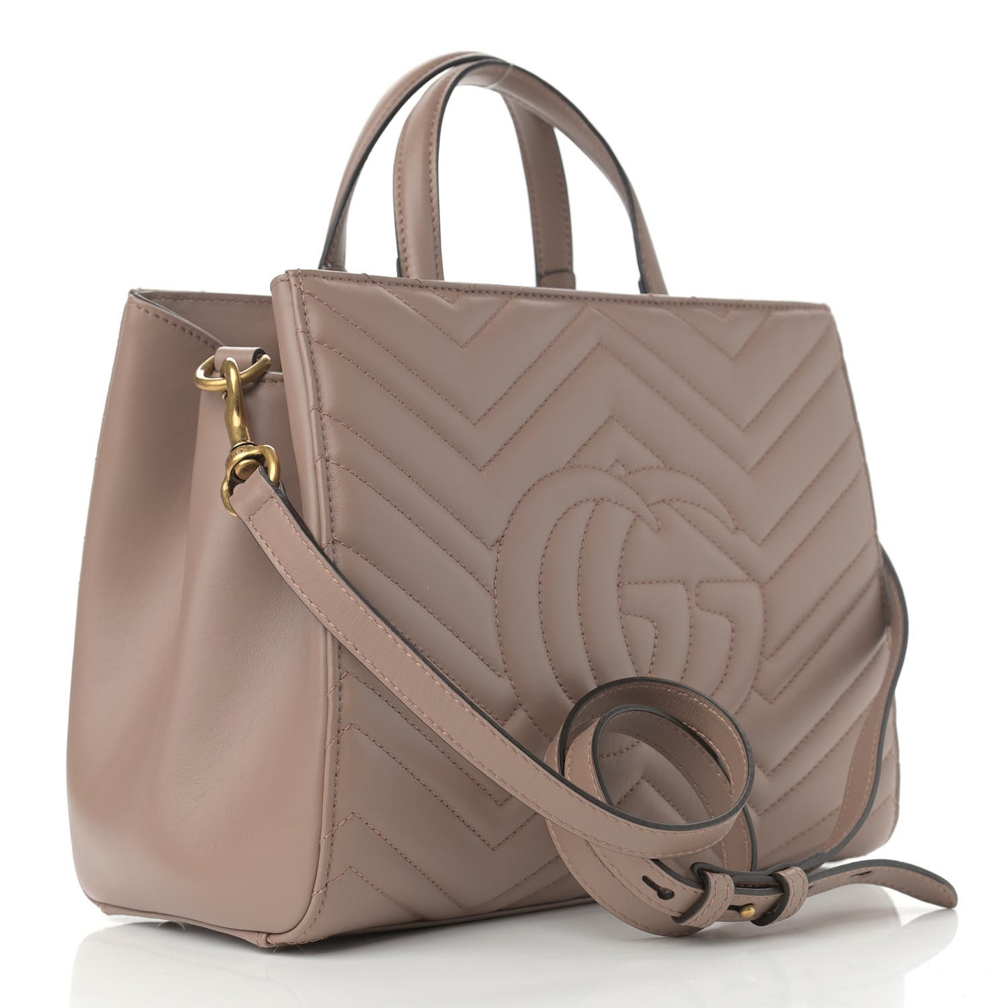 Calfskin Matelasse Small GG Marmont Tote Porcelain Rose