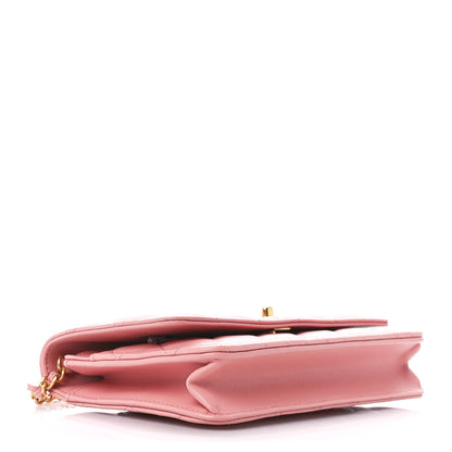 Chanel Lambskin Quilted CC Pearl Crush Wallet on Chain WOC Pink 4 of 15