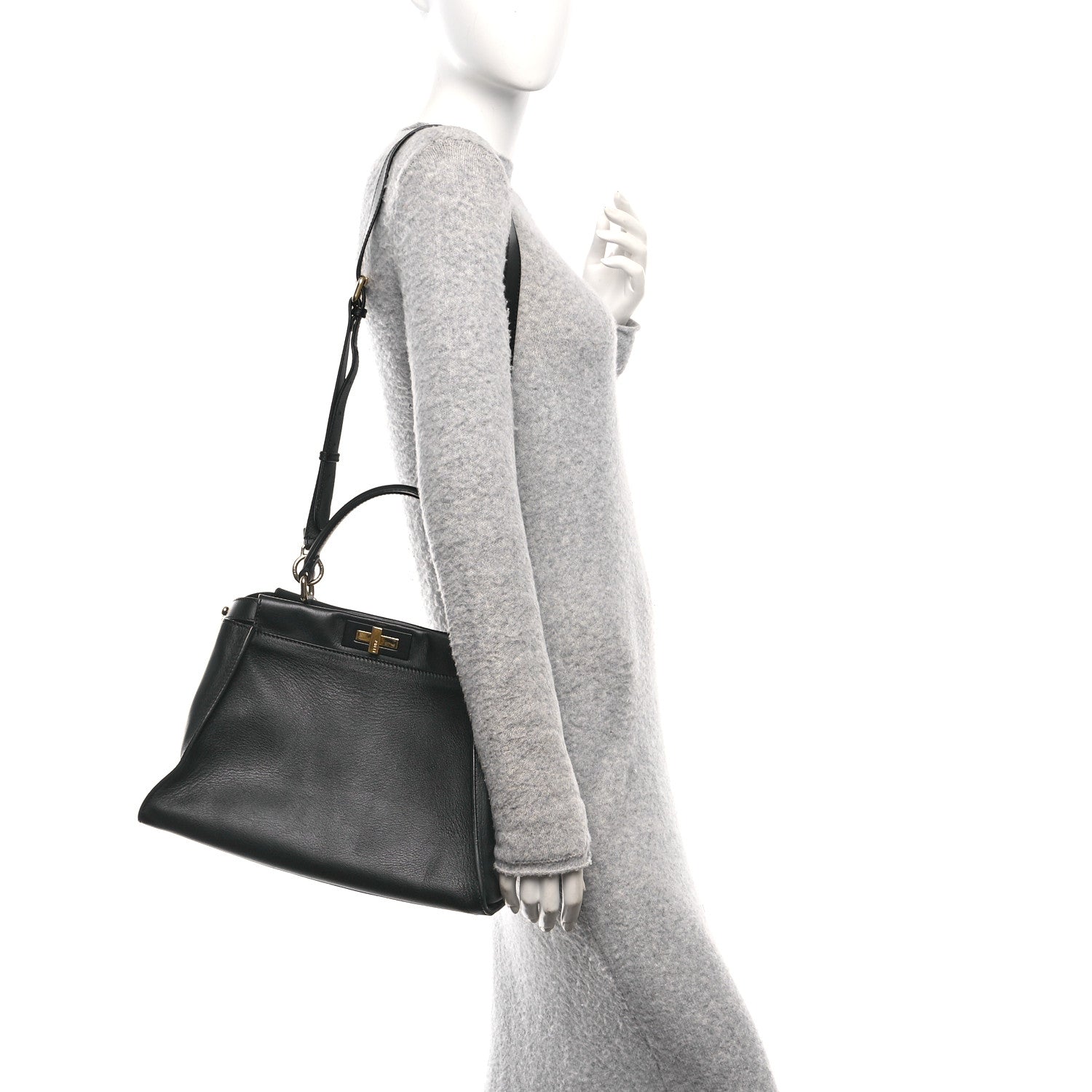 Fendi Calfskin Velvet Fun Fair Medium Peekaboo Iconic Satchel Night Blue Multicolor 3 of 10