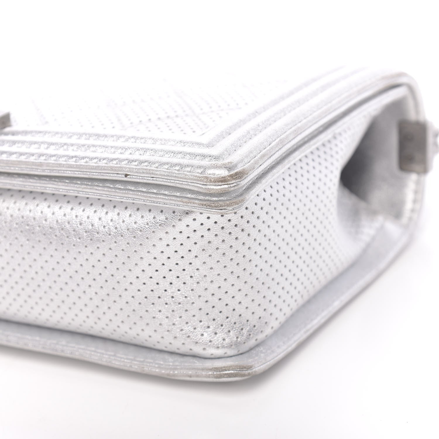 Chanel Metallic Lambskin Perforated New Medium Boy Flap Silver 11 of 12