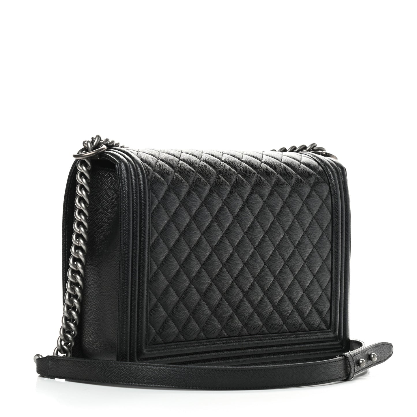 Caviar Quilted Large Boy Flap Black