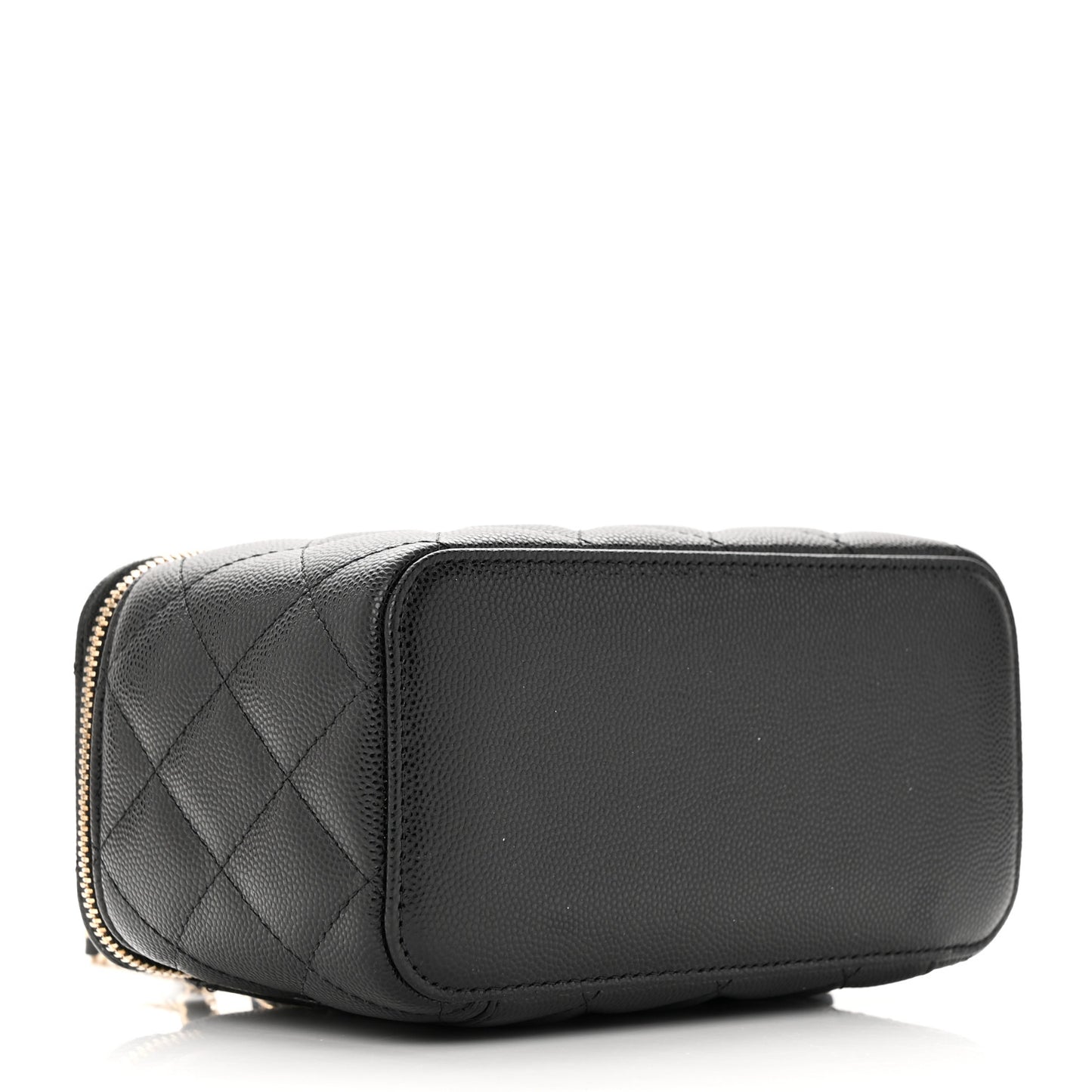 Caviar Quilted Small Vanity Case With Chain Black