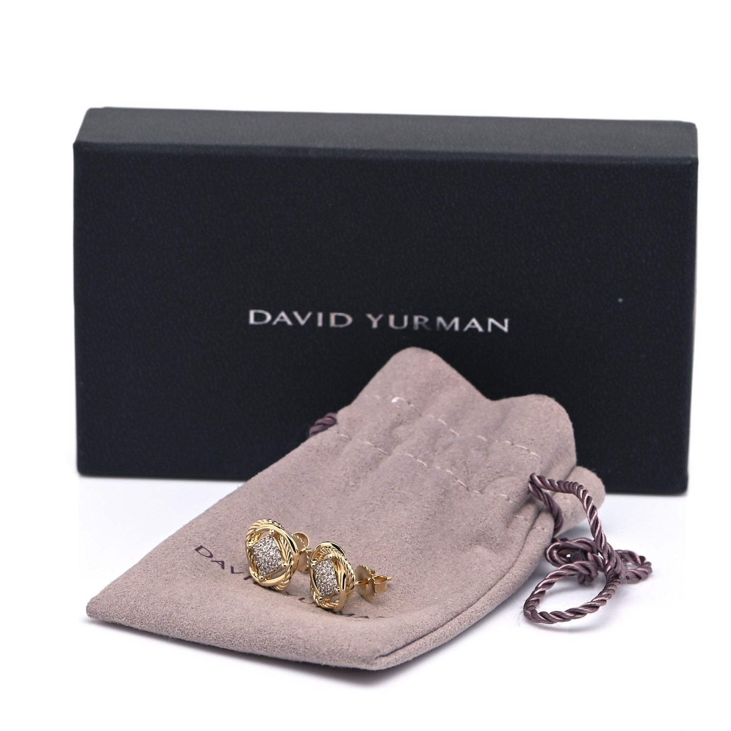 David Yurman 18K Yellow Gold Diamond 7mm Infinity Earrings 4 of 4