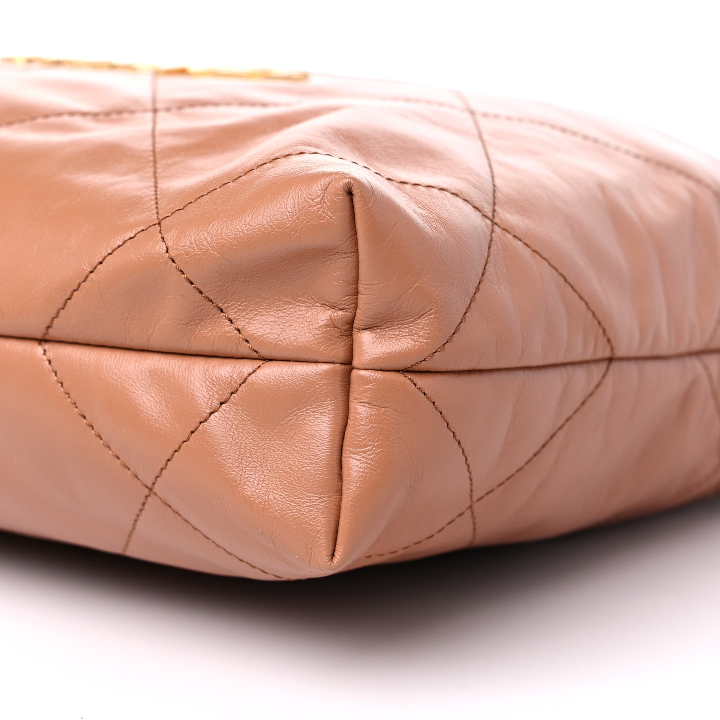 Shiny Calfskin Quilted Small Chanel 22 Camel