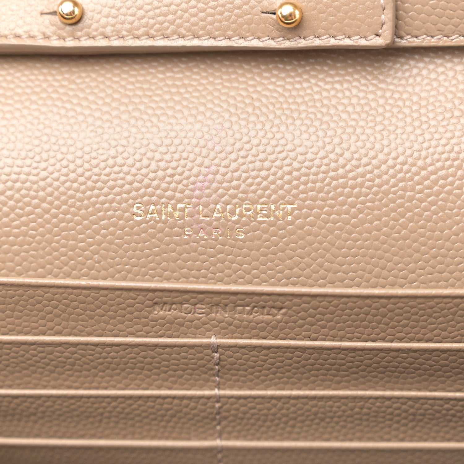 Saint Laurent Grain De Poudre Matelasse Chevron Monogram Chain Wallet Taupe 6 of 9