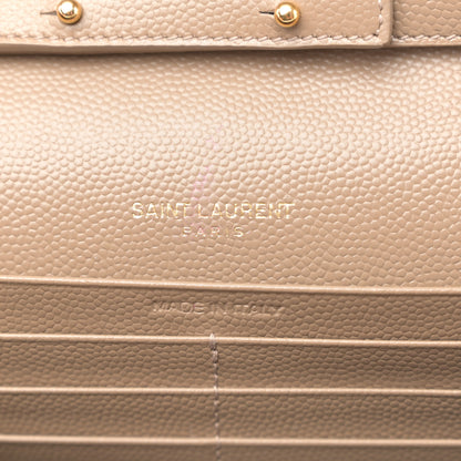 Saint Laurent Grain De Poudre Matelasse Chevron Monogram Chain Wallet Taupe 6 of 9
