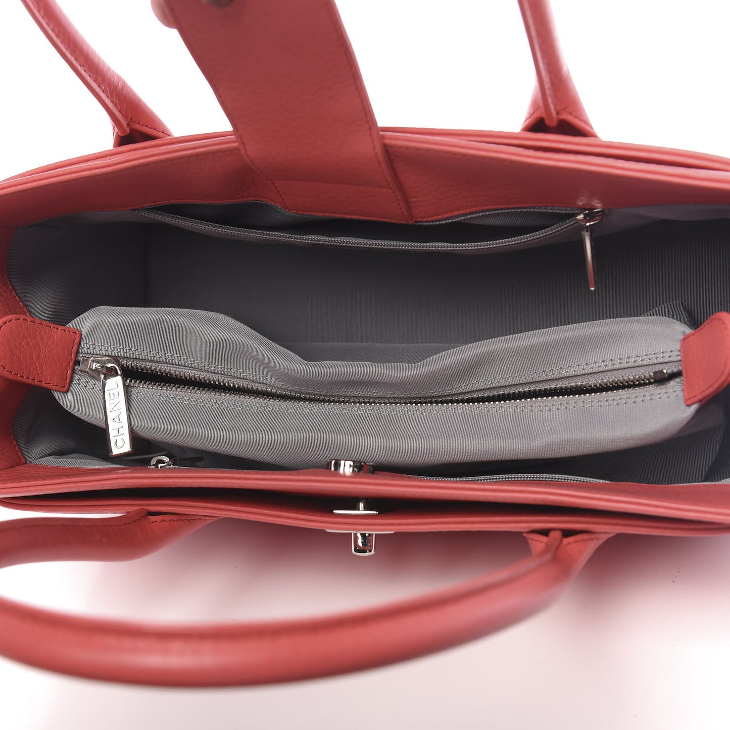 Calfskin Small Cerf Shopper Tote Coral