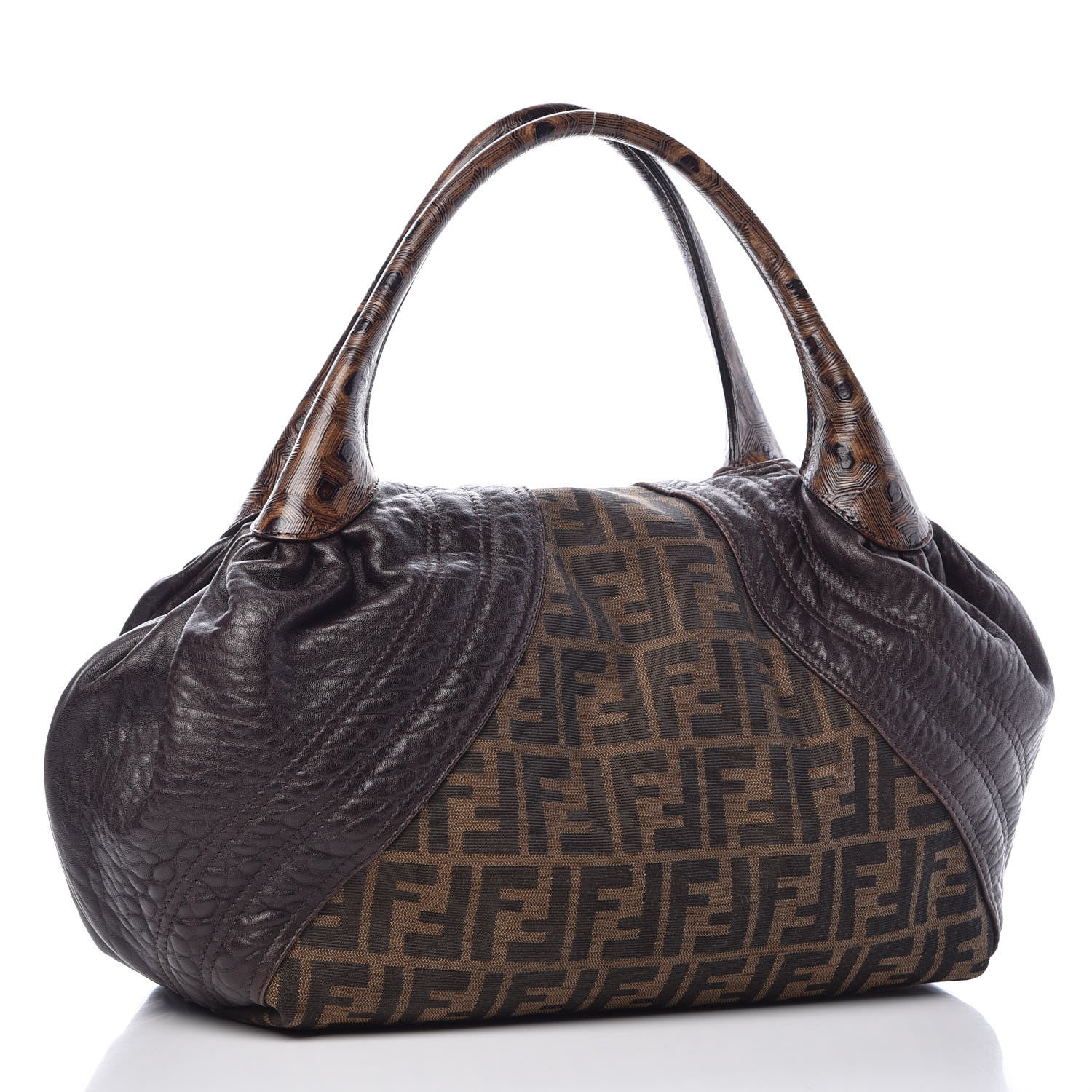 Fendi Zucca Nappa Nuvolata Vitello Tortuga Spy Tobacco Moro 3 of 18