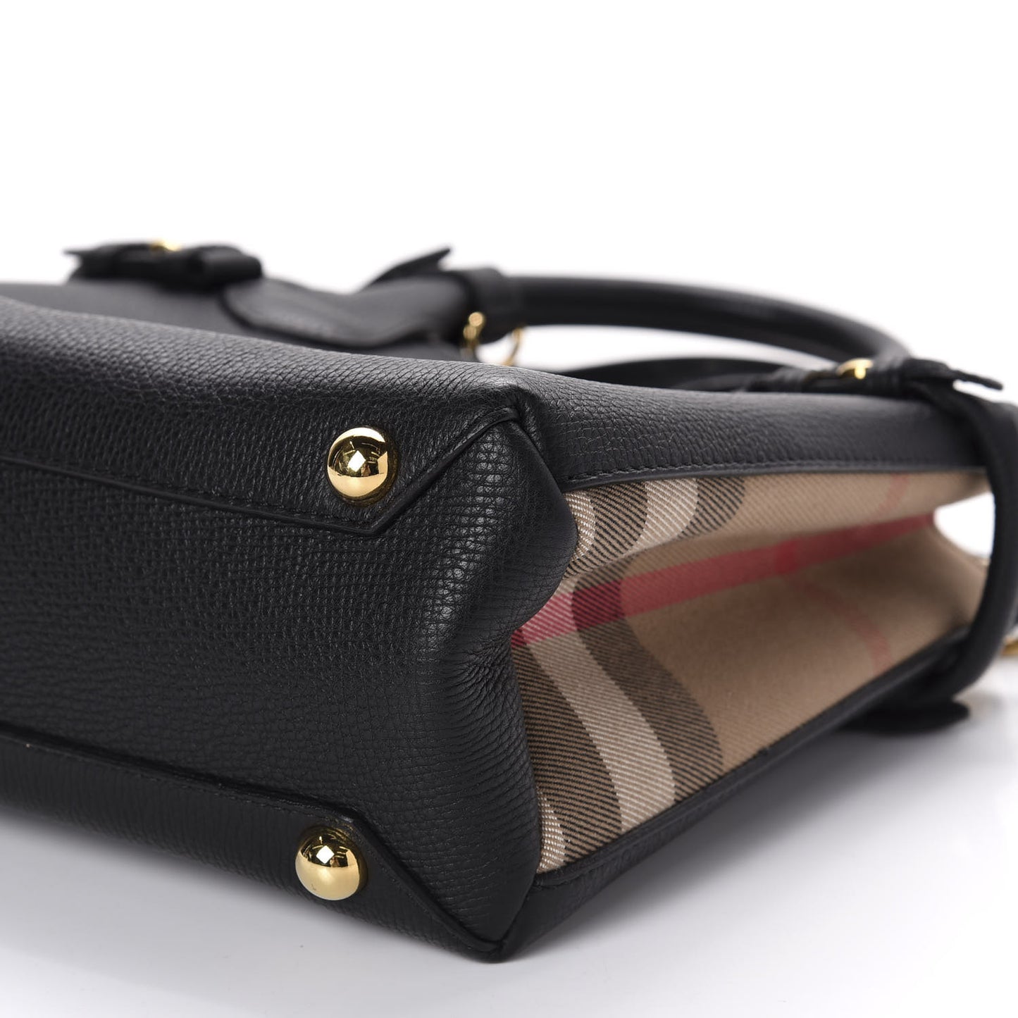 Grainy Calfskin House Check Small Banner Tote Black