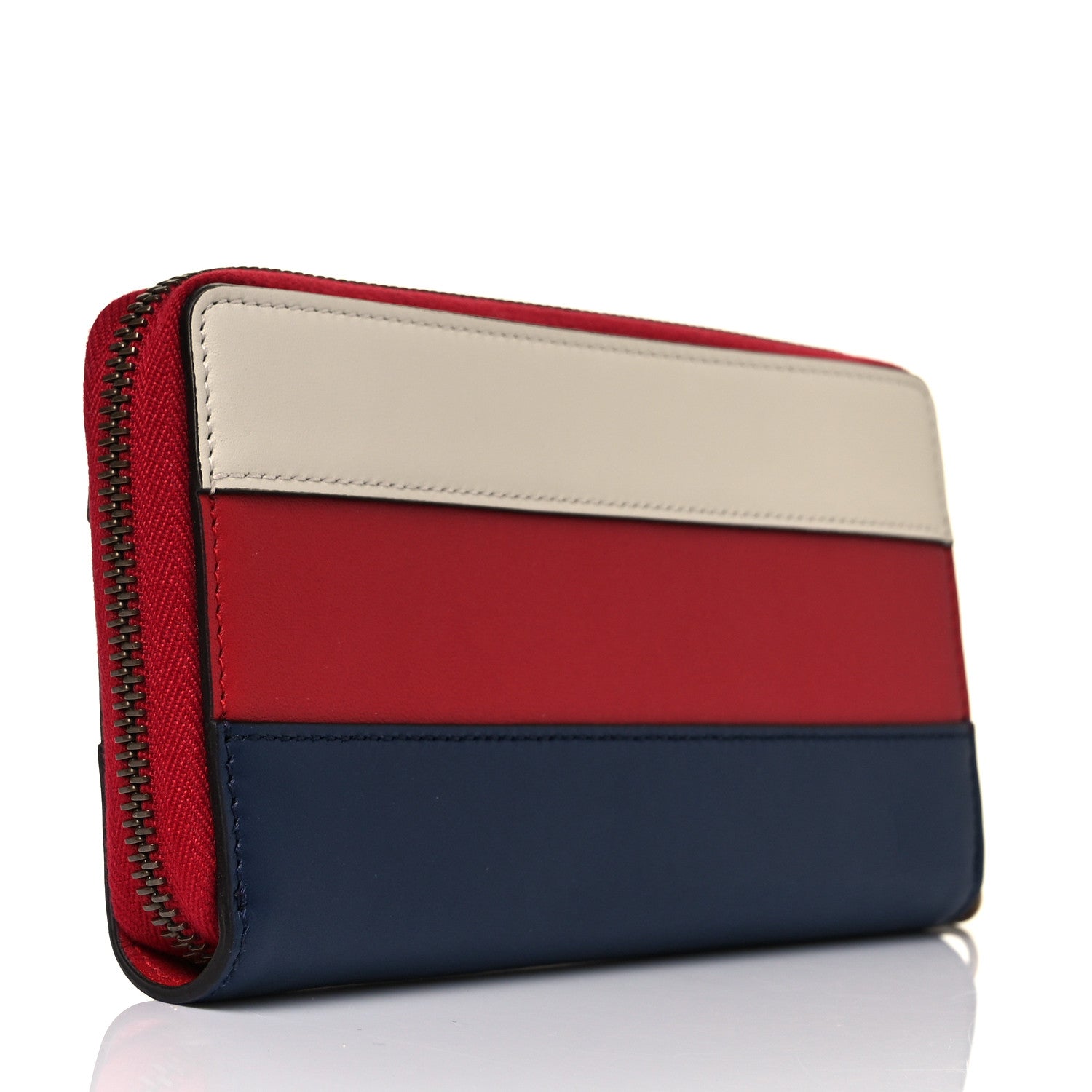 Gucci Calfskin Queen Margaret Zip Around Wallet Blue Agata Hibiscus Red Mystic White 3 of 8