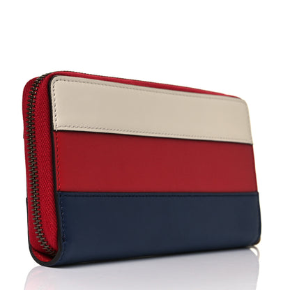 Gucci Calfskin Queen Margaret Zip Around Wallet Blue Agata Hibiscus Red Mystic White 3 of 8