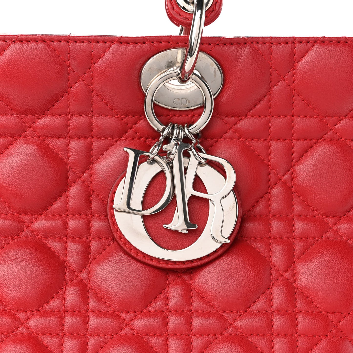 Lambskin Cannage Large Lady Dior Red