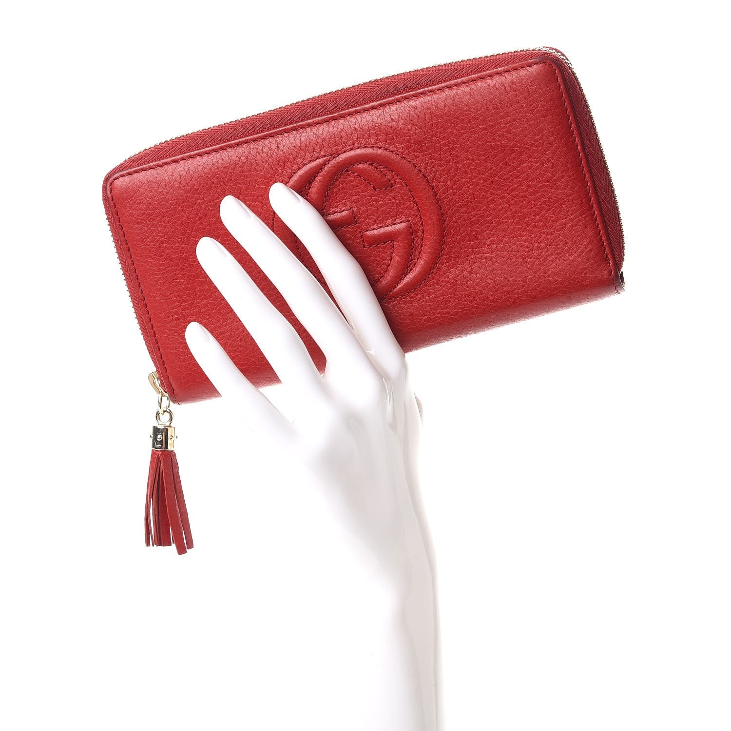 Gucci Pebbled Calfskin Soho Zip Around Wallet Red 2 of 11