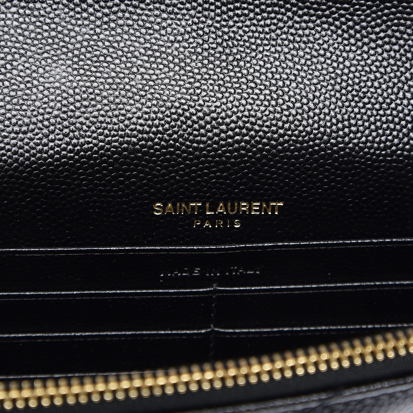 Grain De Poudre Matelasse Chevron Monogram Envelope Chain Wallet Black