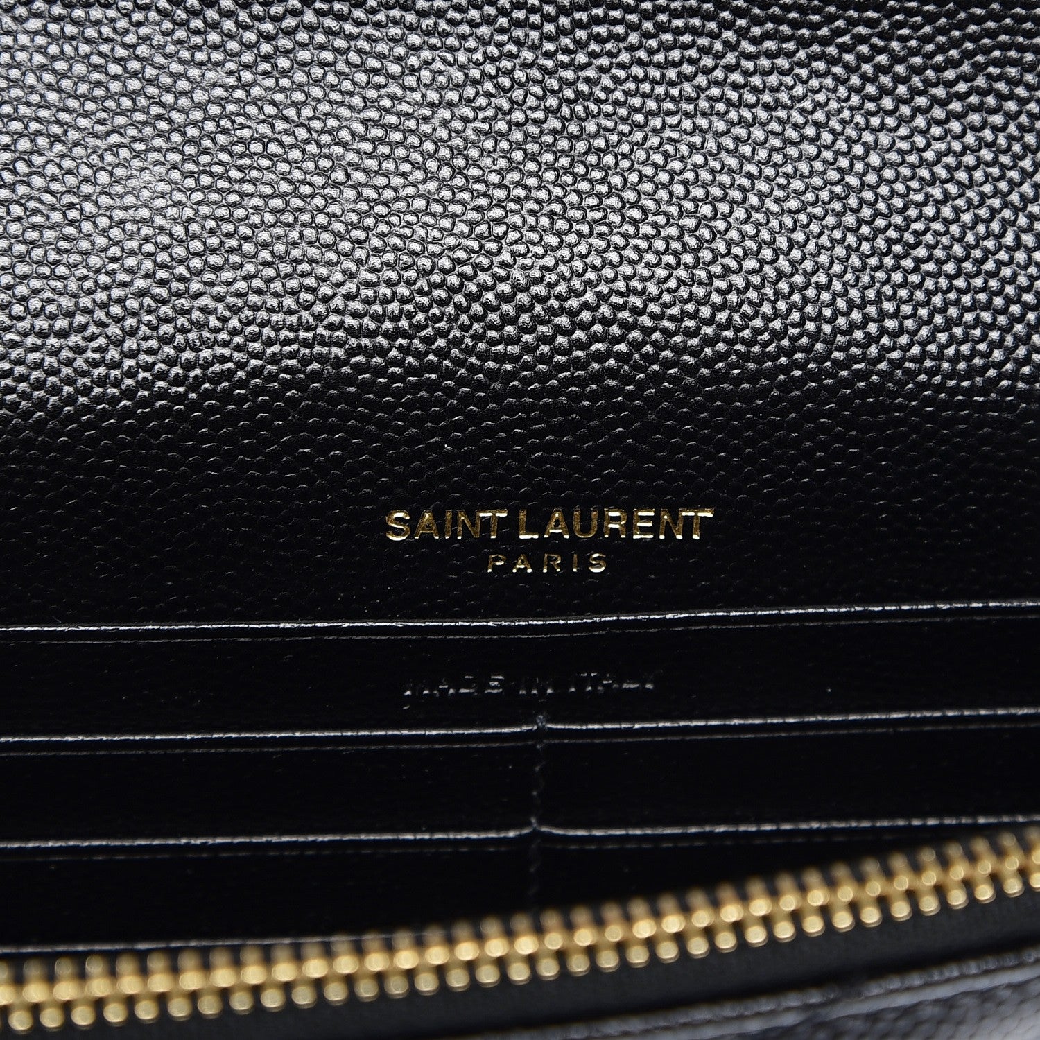 Saint Laurent Grain De Poudre Matelasse Chevron Monogram Envelope Chain Wallet Black 10 of 17