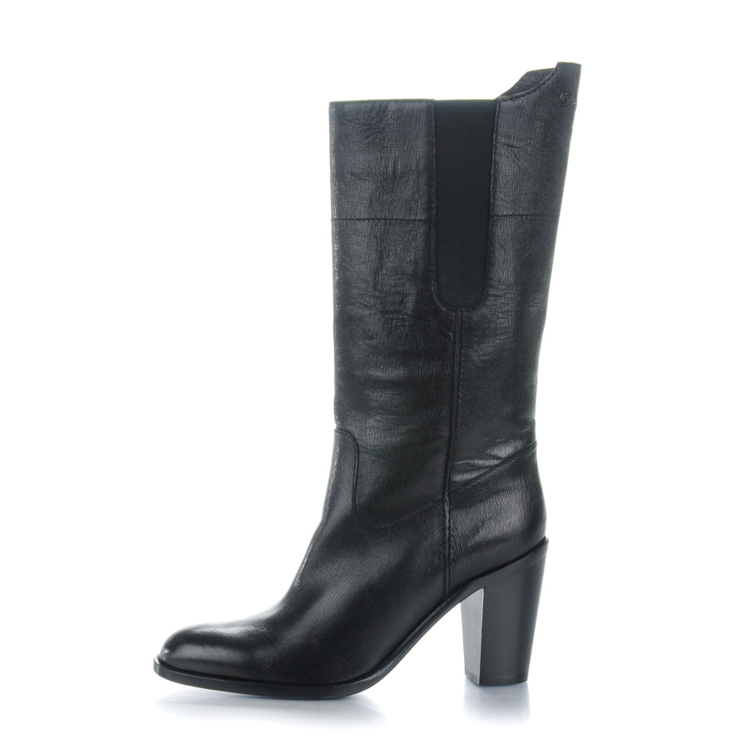 Chanel Textured Calfskin Knee High Boots 39.5 Black 1 of 8