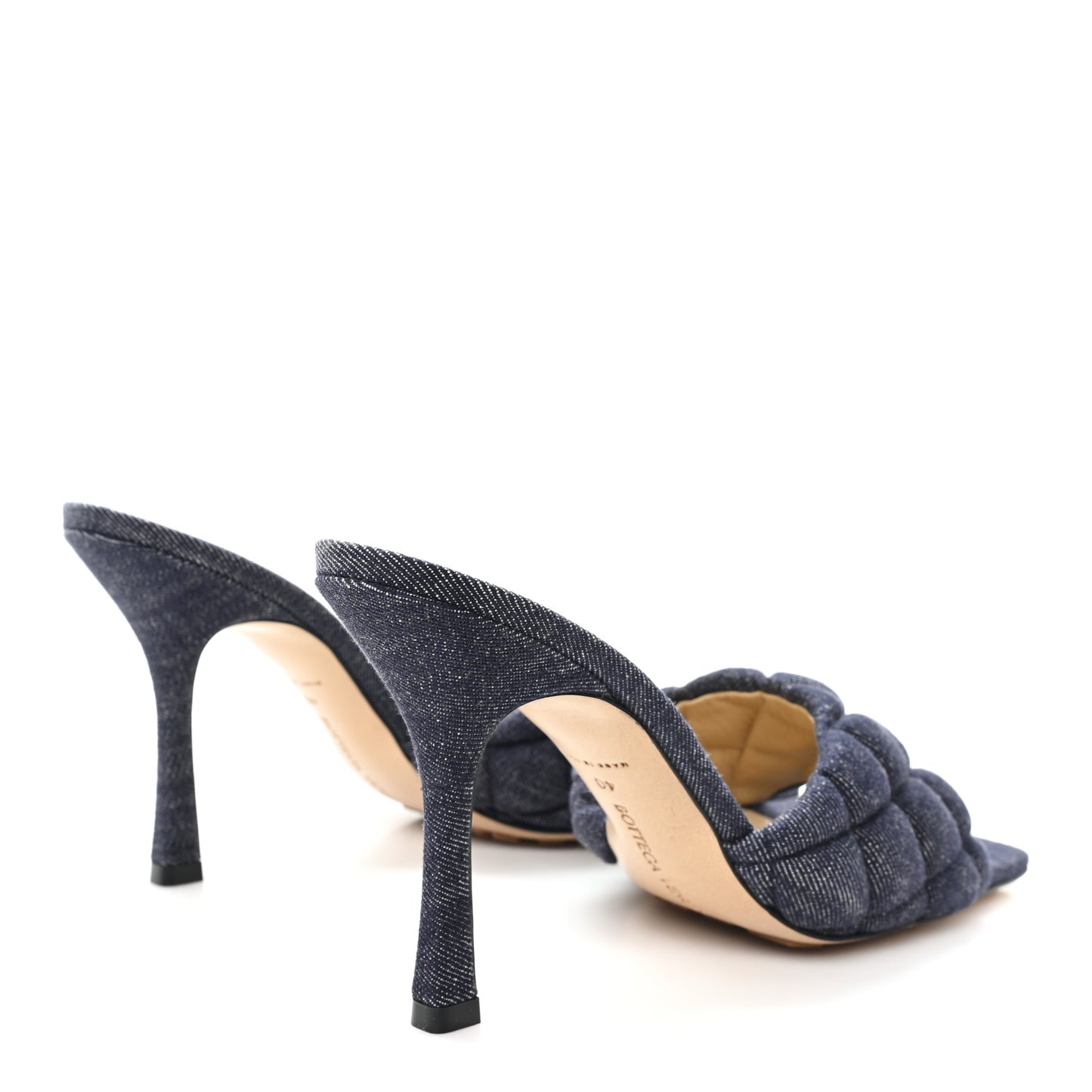 Denim Matelasse Padded Mule Sandals 40 Indigo