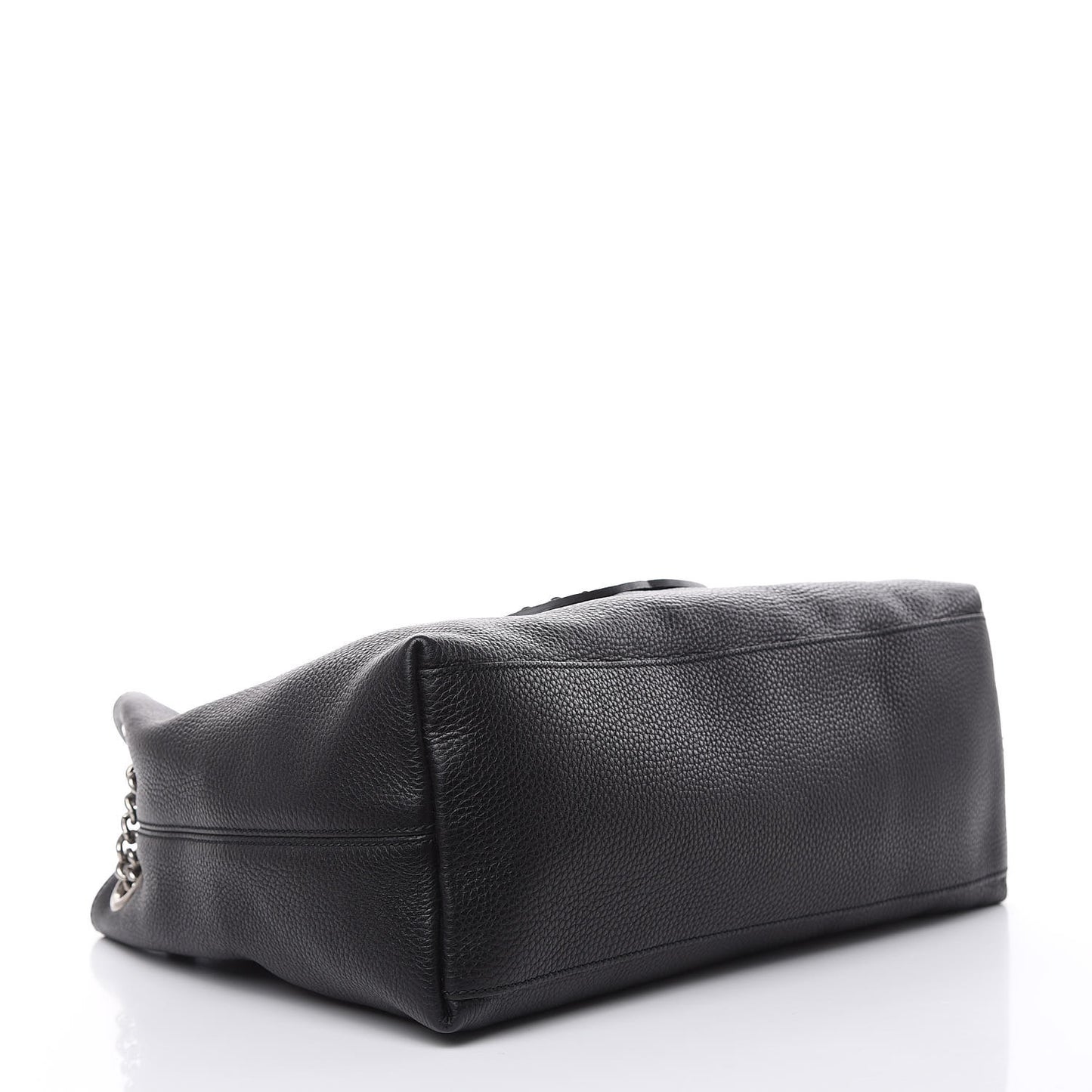 Pebbled Calfskin Studded Medium Soho Chain Shoulder Bag Black