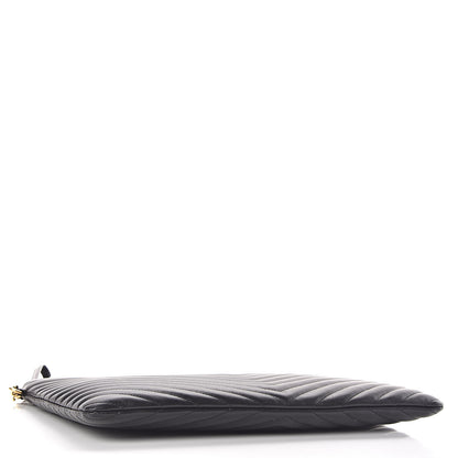 Saint Laurent Calfskin Matelasse Chevron Monogram Document Holder Black 4 of 9