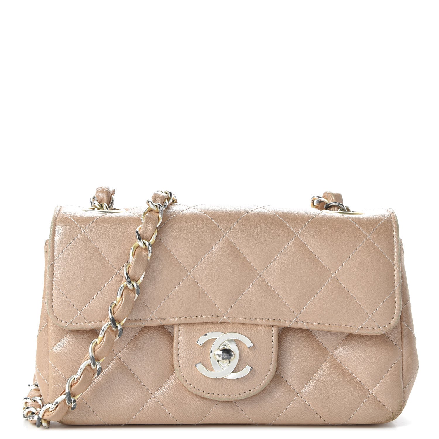 Chanel Lambskin Quilted Extra Mini Rectangular Flap Beige 1 of 10