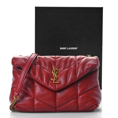 Saint Laurent Lambskin Quilted Toy Loulou Puffer Monogram Chain Satchel Red 13 of 13