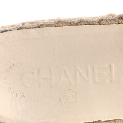 Chanel Iridescent Goatskin CC Espadrille Mules 38 Ivory Black 8 of 12