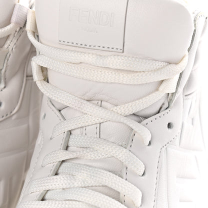 Fendi Nappa Macro FF Embossed Womens High Top Sneakers 40 White Ice 13 of 15