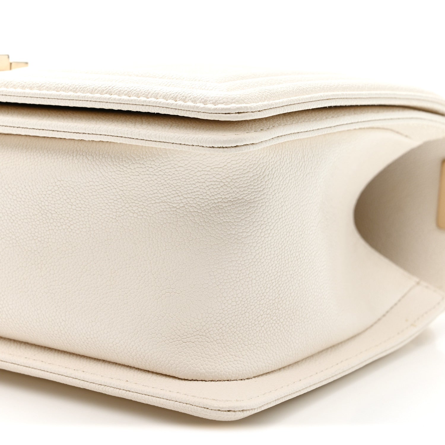 Chanel Caviar Chevron Quilted Medium Boy Flap White 10 of 11