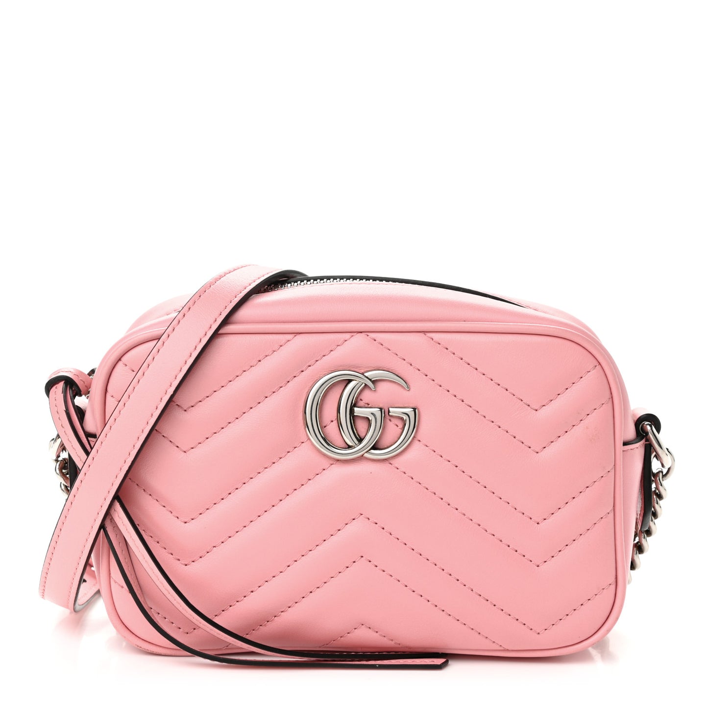 Calfskin Matelasse Mini GG Marmont Chain Shoulder Bag Wild Rose