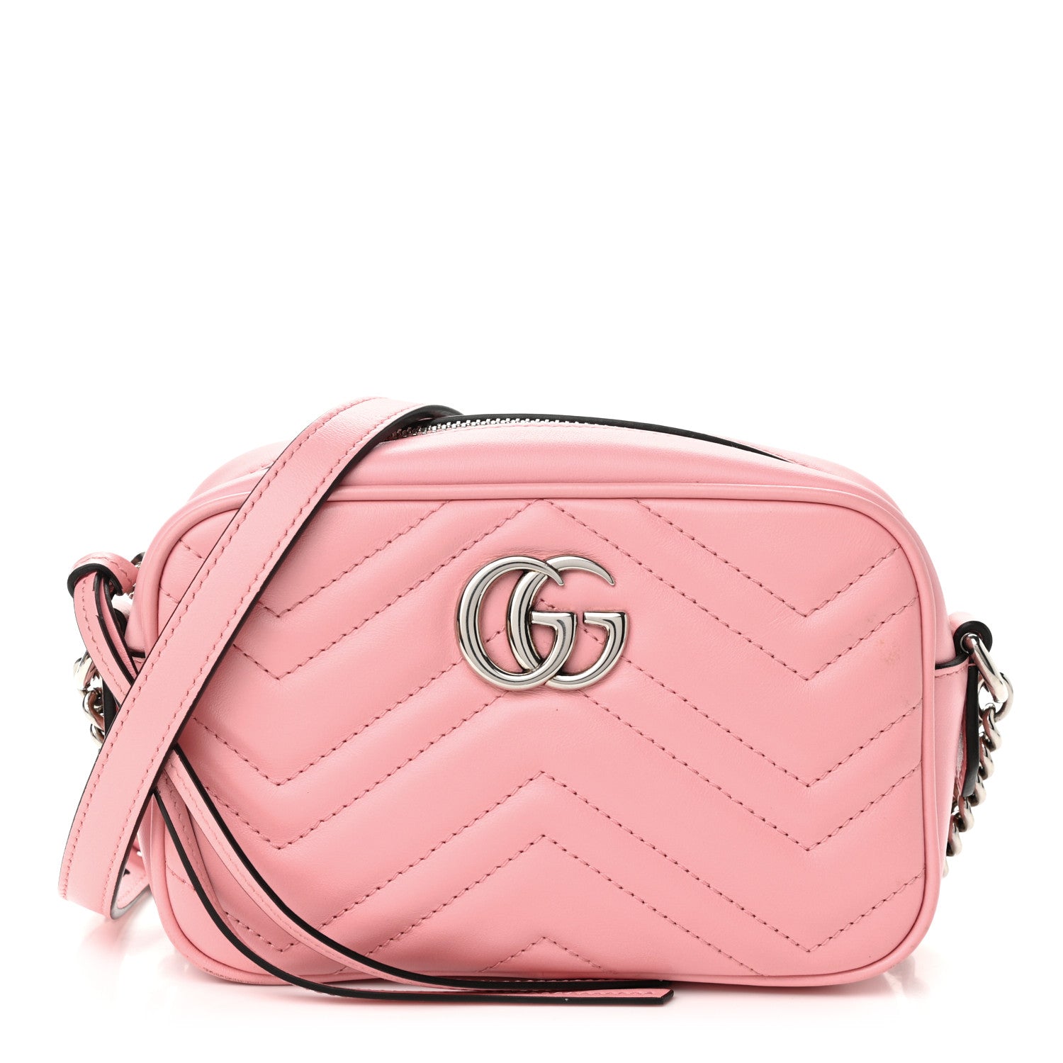 Gucci Calfskin Matelasse Mini GG Marmont Chain Shoulder Bag Wild Rose 1 of 13
