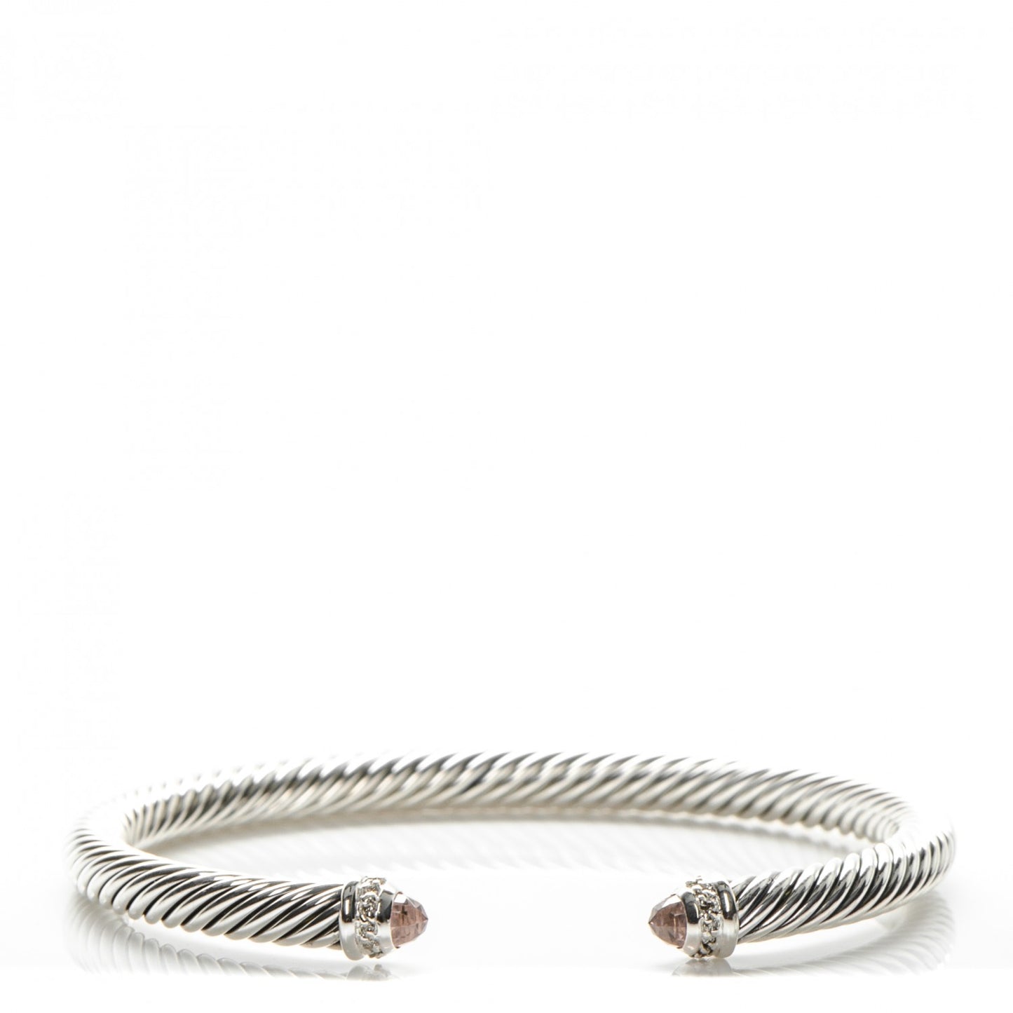 Sterling Silver Diamond Morganite 5mm Cable Classics Bracelet