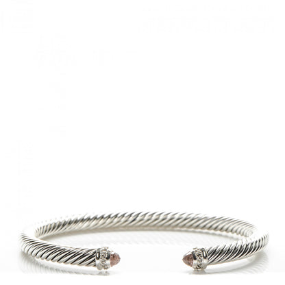 David Yurman Sterling Silver Diamond Morganite 5mm Cable Classics Bracelet 1 of 4