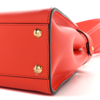 Fendi Vitello Seta Suede FF Mini Peekaboo Iconic Satchel Tulipano Miele Moro 10 of 10