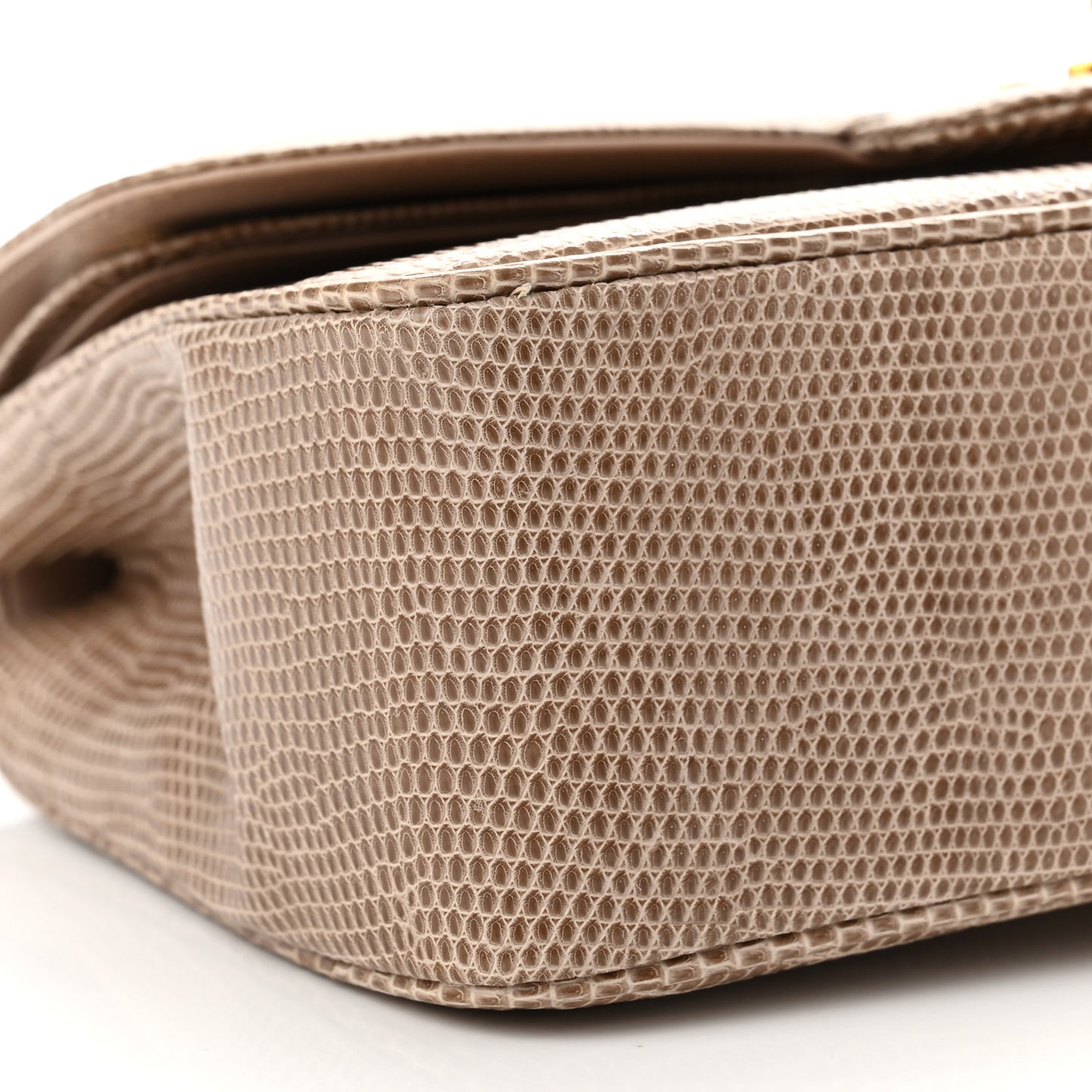 Lizard Small Double Flap Beige