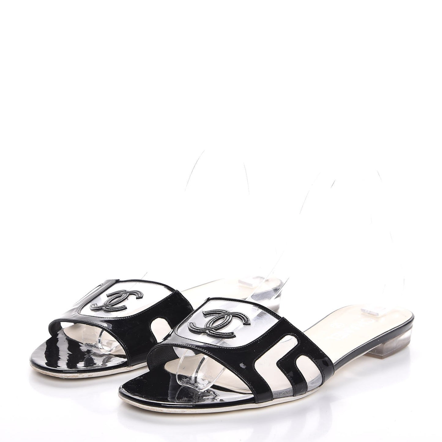 Patent Calfskin CC Sandals 39 Black