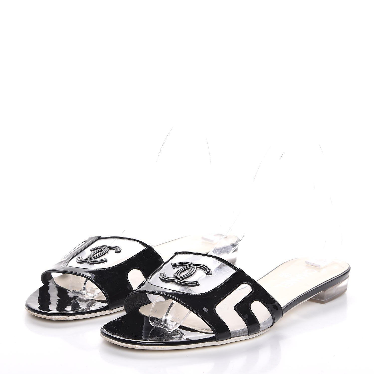 Chanel Patent Calfskin CC Sandals 39 Black 3 of 11