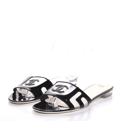 Chanel Patent Calfskin CC Sandals 39 Black 3 of 11