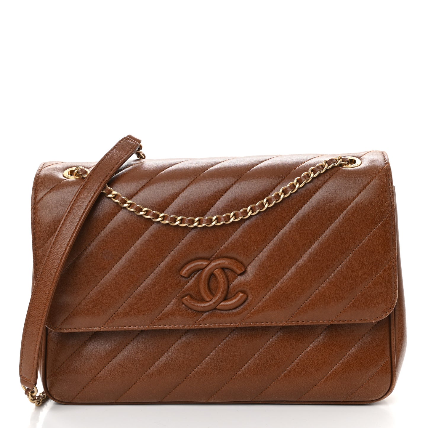 Lambskin Quilted Jumbo Coco Vintage Flap Brown