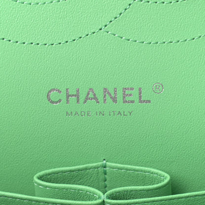 Chanel Caviar Chevron Quilted Jumbo Double Flap Green 5 of 8