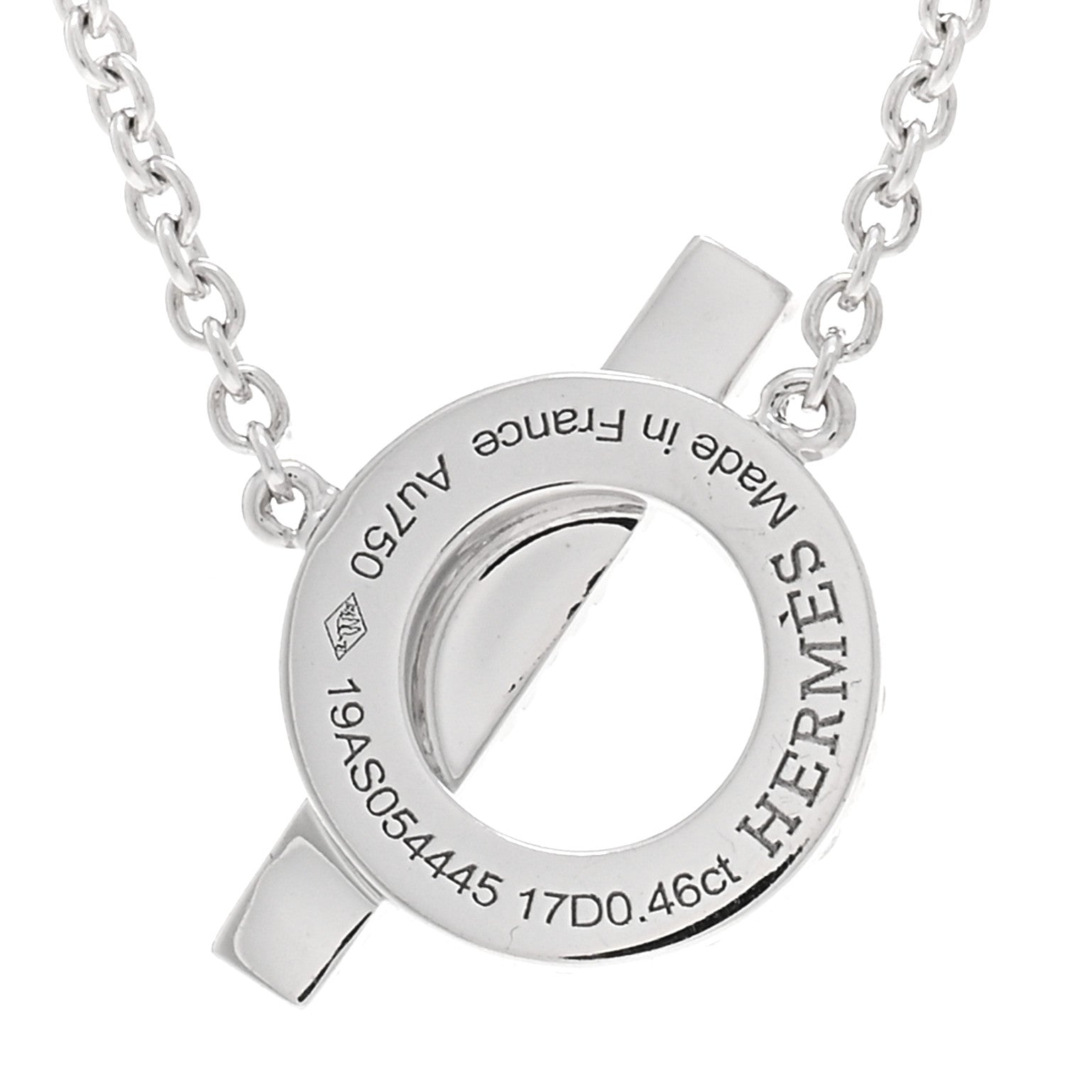 Hermes 18K White Gold Diamond Finesse Pendant Necklace 4 of 5