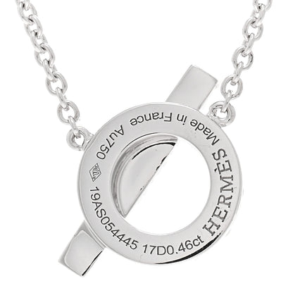 Hermes 18K White Gold Diamond Finesse Pendant Necklace 4 of 5