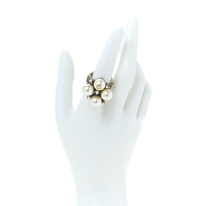 Gucci Metal Pearl Ring 7 Aged Gold 2 of 6