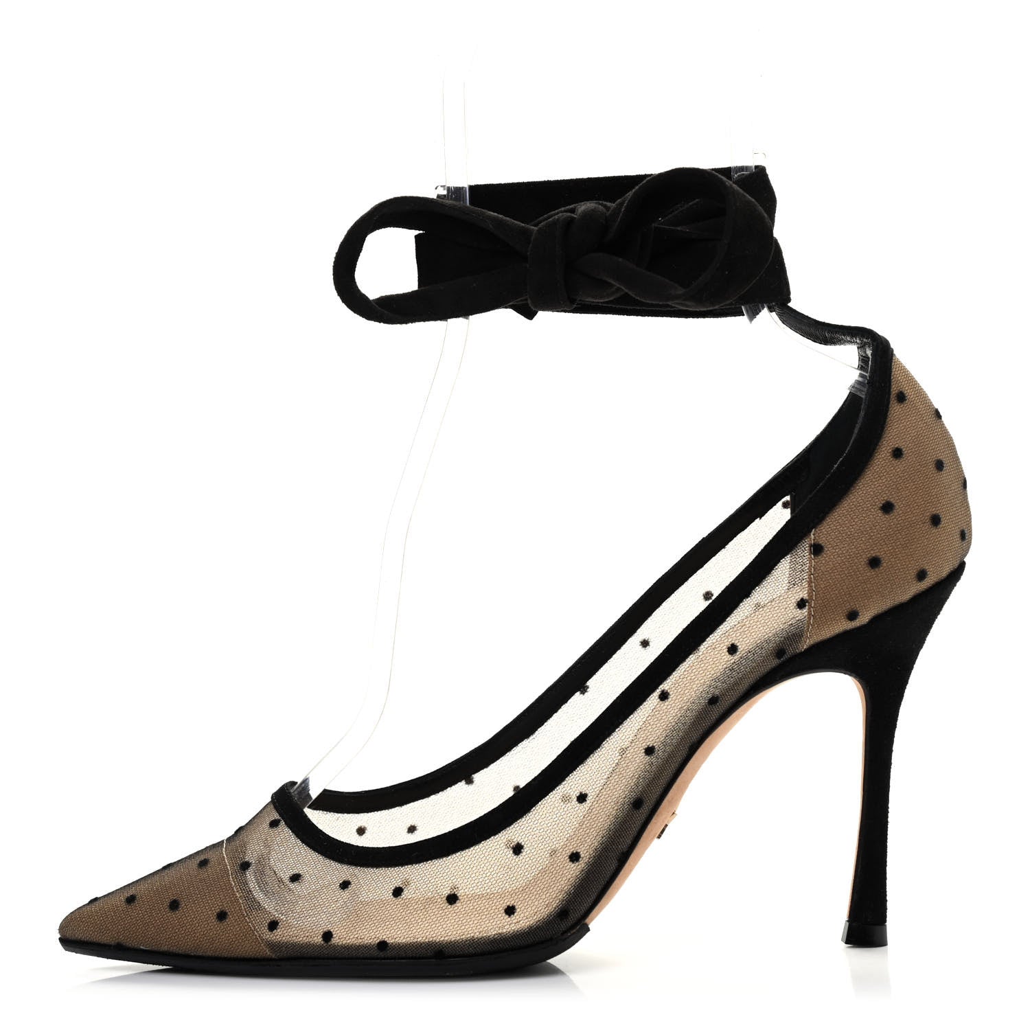 Christian Dior Suede Calfskin Lovely-D Ankle Wrap Pumps 39 Black 1 of 10