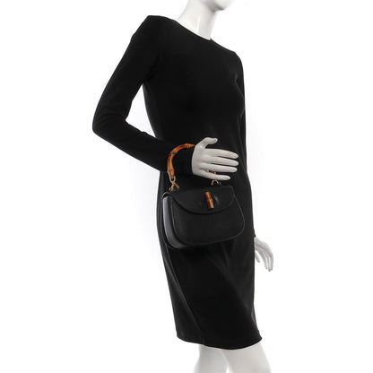 Gucci Calfskin Bamboo Small Top Handle Bag Black 2 of 7