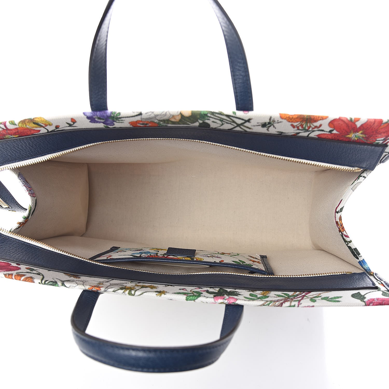 Gucci Canvas Large Flora Tote Navy Multicolor 5 of 8
