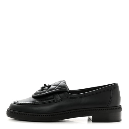 Chanel Lambskin Quilted CC Turnlock Loafers 37 Black 1 of 8