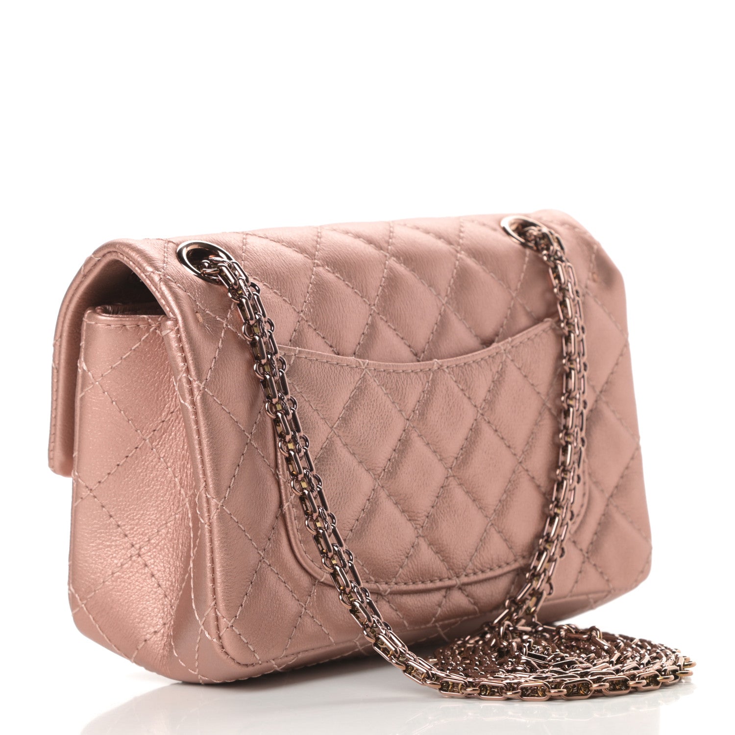 Chanel Metallic Grained Calfskin Quilted 2.55 Reissue Mini Flap Copper Pink 3 of 12