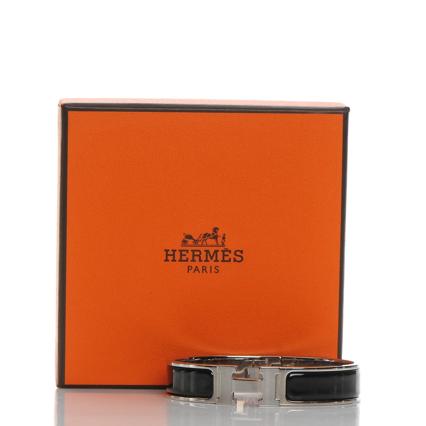 Enamel Narrow Clic Clac H Bracelet PM Black