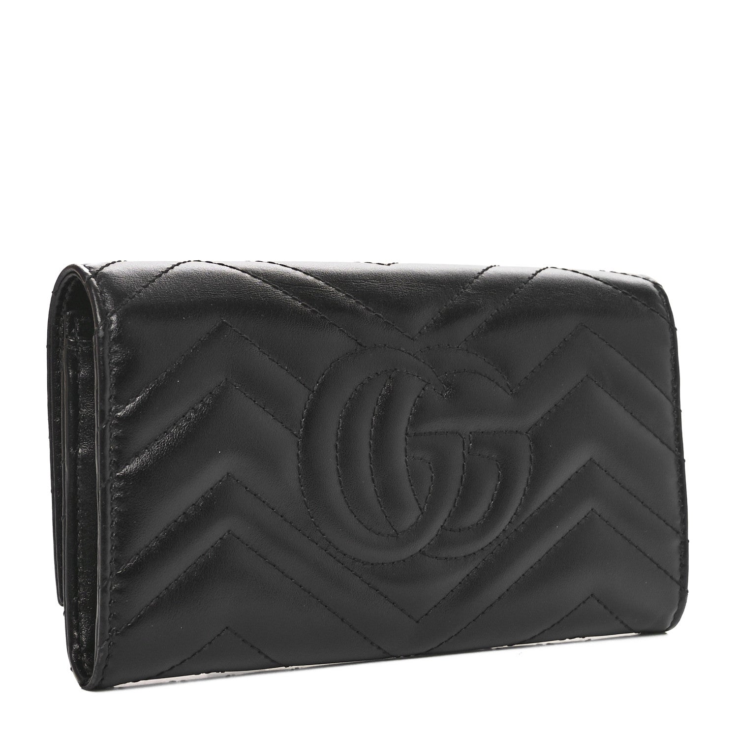 Gucci Calfskin Matelasse GG Marmont Continental Wallet Black 3 of 10