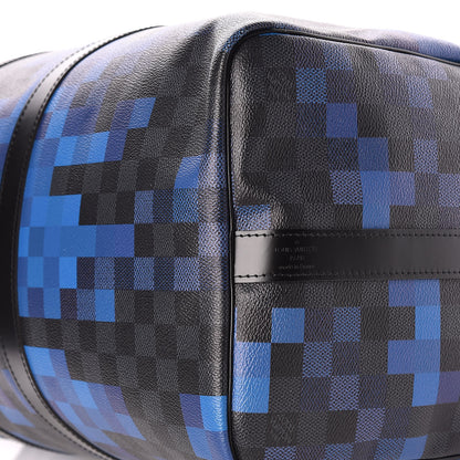 Louis Vuitton Damier Graphite Pixel Keepall Bandouliere 50 Blue 10 of 10